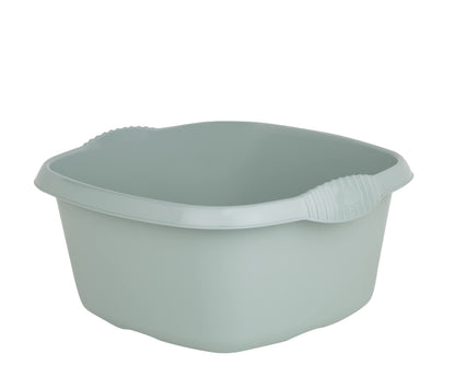 (Set of 3) 9L Square Washing Up Bowls – 32cm Plastic Sink Tidy Organiser – Multipurpose Kitchen Basin for Washing, Cleaning & Mixing –  Silver Sage