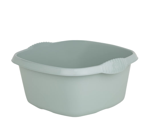 (Set of 3) 9L Square Washing Up Bowls – 32cm Plastic Sink Tidy Organiser – Multipurpose Kitchen Basin for Washing, Cleaning & Mixing –  Silver Sage