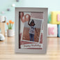 4x6 White Ribbed Design Freestanding table top Wall Mount Picture Frame Glass Photo Frame, Portrait Landscape Wall Mountable Modern Picture Frame Display For Home Office Classic Wall Decor