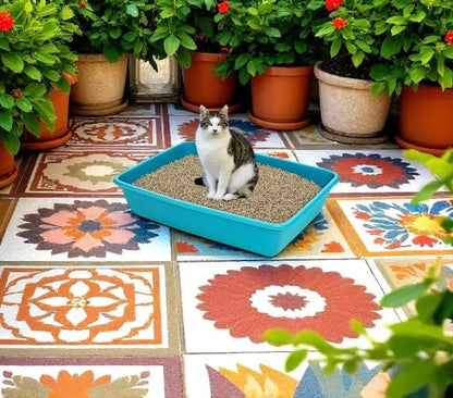 Cat Litter Tray – Assorted Colors – Tough Plastic Cat Litter Tray – Easy to Clean – Pet Hygiene Essentials – Pack of 2 (Aqua, Large/46cm)