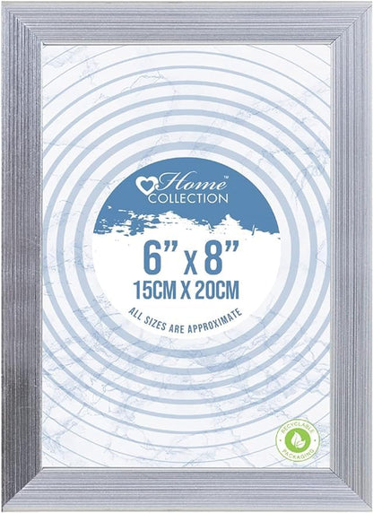 Silver Ribbed Design Freestanding Wall Mount Picture Photo Frame 6 x 8 inch