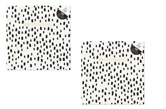 (Pack of 2) White with Black Spots, 6x4 inches, Holds 200 Photos, Memory Book for Families, Weddings, Valentines, Babies, Travel Photo Album