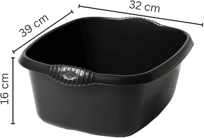 39cm Rectangular Bowl – Expansive 12L Capacity – Sleek High-Gloss Plastic with Ergonomic Handles – Premier Kitchen Washing & Multipurpose Container, Midnight (Pack of 1)