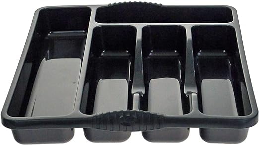 5 Compartment MIDNIGHT High Grade Plastic Small Cutlery Tray Kitchen Racks and Holders Cutlery Draw for Kitchen Drawers Storage Organizer For Spoons Forks Knives