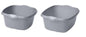 (Set of 2) Silver Plastic Washing Up Bowls – 9L Square (32cm) & 12L Rectangular (39cm) Sink Tidy Organisers – Multipurpose Kitchen Cleaning & Mixing Basins for Home Use