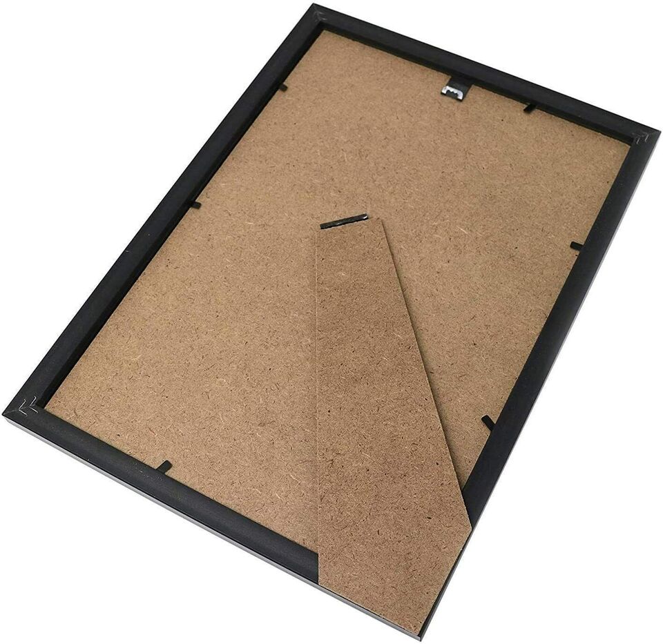 (Pack of 5) Black - 4”x 6” Wood Photo Frames with Glass, Wall Mountable and Freestanding Picture Frames (10cm X 15cm)