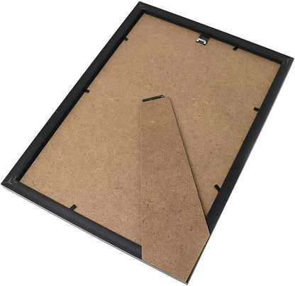 (Pack of 5) Black - 4”x 6” Wood Photo Frames with Glass, Wall Mountable and Freestanding Picture Frames (10cm X 15cm)