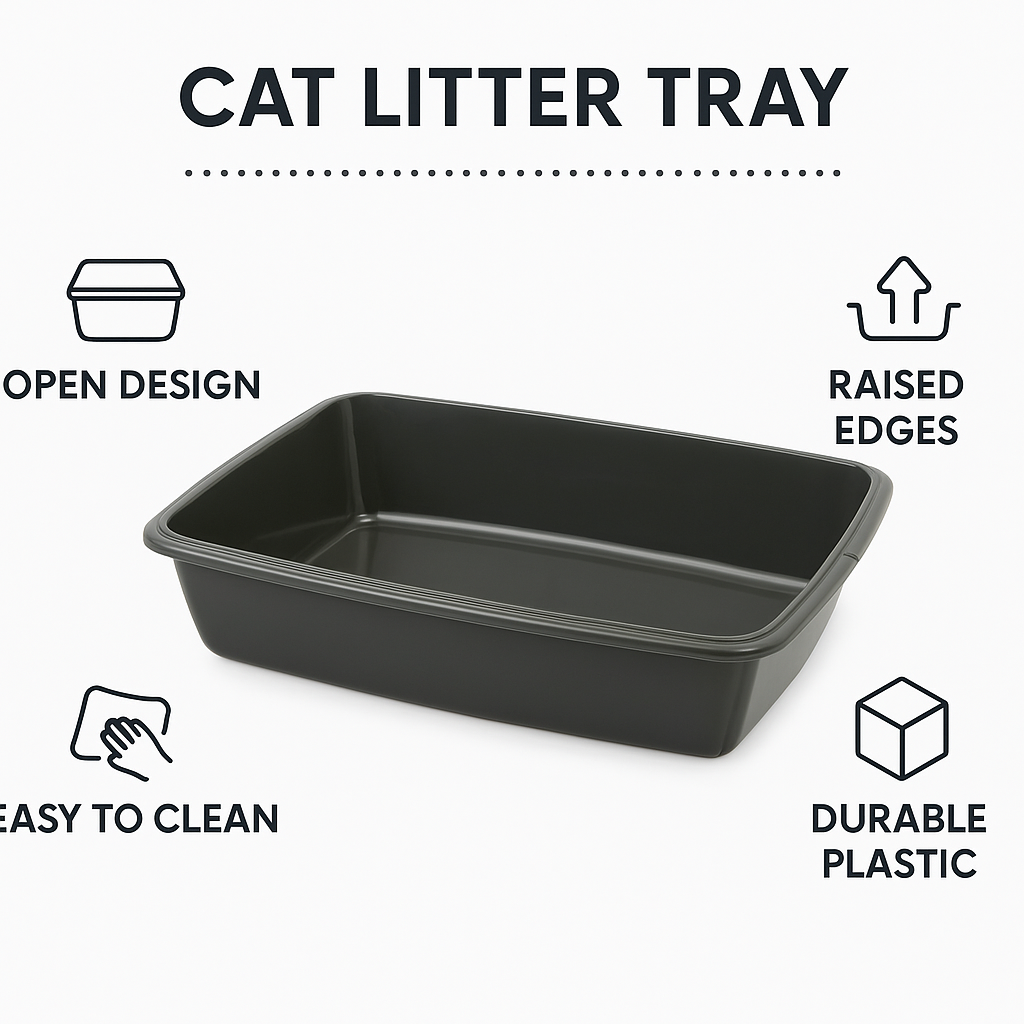 (Pack of 2) Cat Litter Tray – Tough Plastic Cat Litter Tray – Easy to Clean – Pet Hygiene Essentials – (Large/46cm)