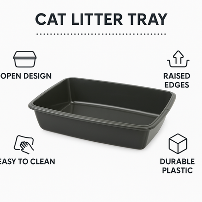 (Pack of 2) Cat Litter Tray – Tough Plastic Cat Litter Tray – Easy to Clean – Pet Hygiene Essentials – (Large/46cm)