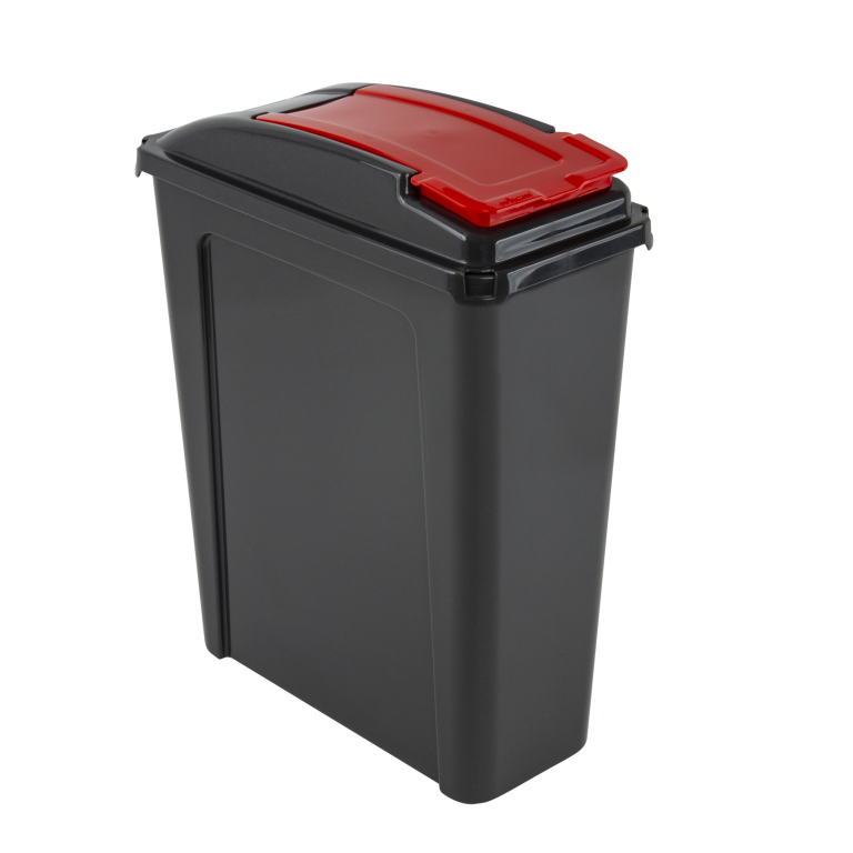 Slim line 25L Recycling Bin & Lid – Space-Saving Kitchen Trash Can – Durable Plastic Rubbish Bin for Waste & Recycling – Compact Dustbin for Home, Office, or Utility Room (4 Colours)