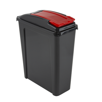 Slim line 25L Recycling Bin & Lid – Space-Saving Kitchen Trash Can – Durable Plastic Rubbish Bin for Waste & Recycling – Compact Dustbin for Home, Office, or Utility Room (4 Colours)