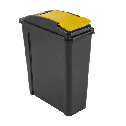 Slim line 25L Recycling Bin & Lid – Space-Saving Kitchen Trash Can – Durable Plastic Rubbish Bin for Waste & Recycling – Compact Dustbin for Home, Office, or Utility Room (4 Colours)