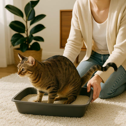 Cat Litter Tray – Assorted Colors – Tough Plastic Cat Litter Tray – Easy to Clean – Pet Hygiene Essentials – (Pack of 2) (Graphite, Large/46cm)