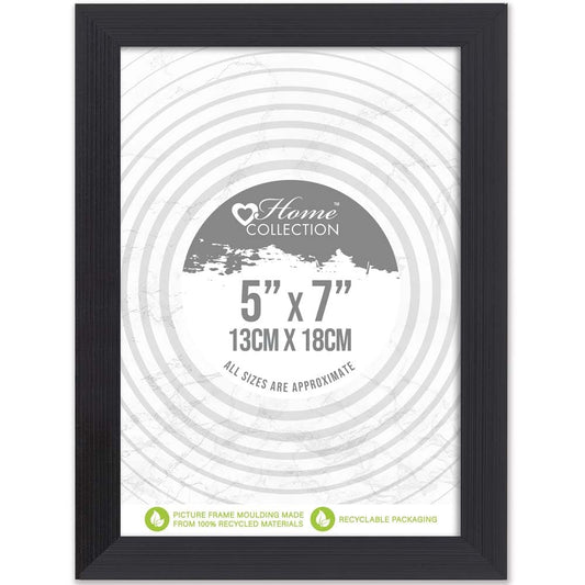Black Ribbed Design Freestanding Wall Mount Picture Photo Frame 5 x 7"