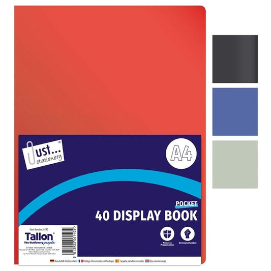 A4 40 Pocket Display Book - Document Wallet Folder File Book for Presentations, School, Office, and Organization
