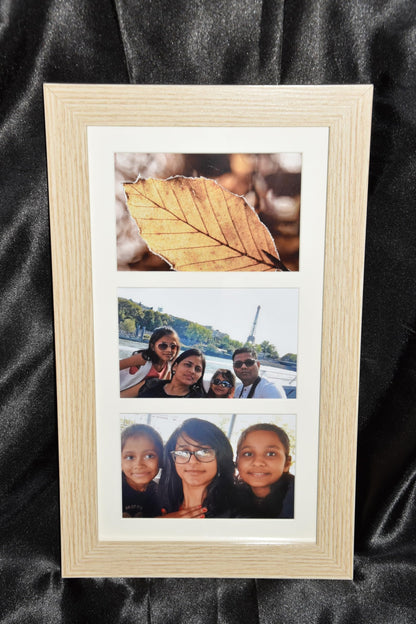BROWN (WOOD) Aperture 3 4 x 6, Glass Front, 3 Apertures Multi Photo Frame Wall Mount, Collage Picture Frame for Wall Hanging, Home, Office Decor