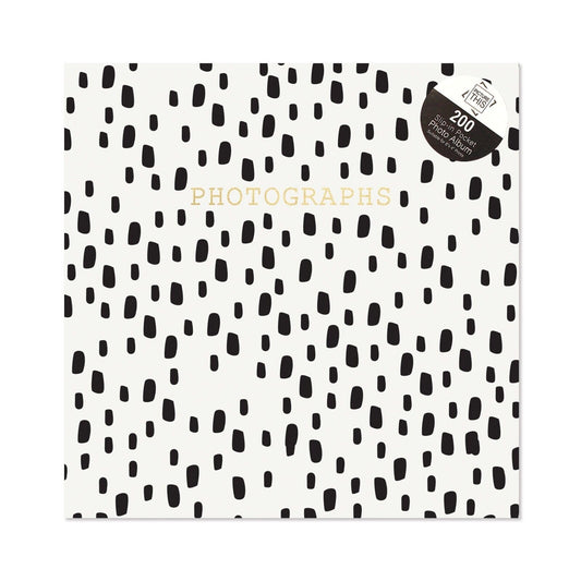 Polka Dot Photo Album, Holds 200 Photos, 6x4 inches, White with Black Spots,Memo Slip-in