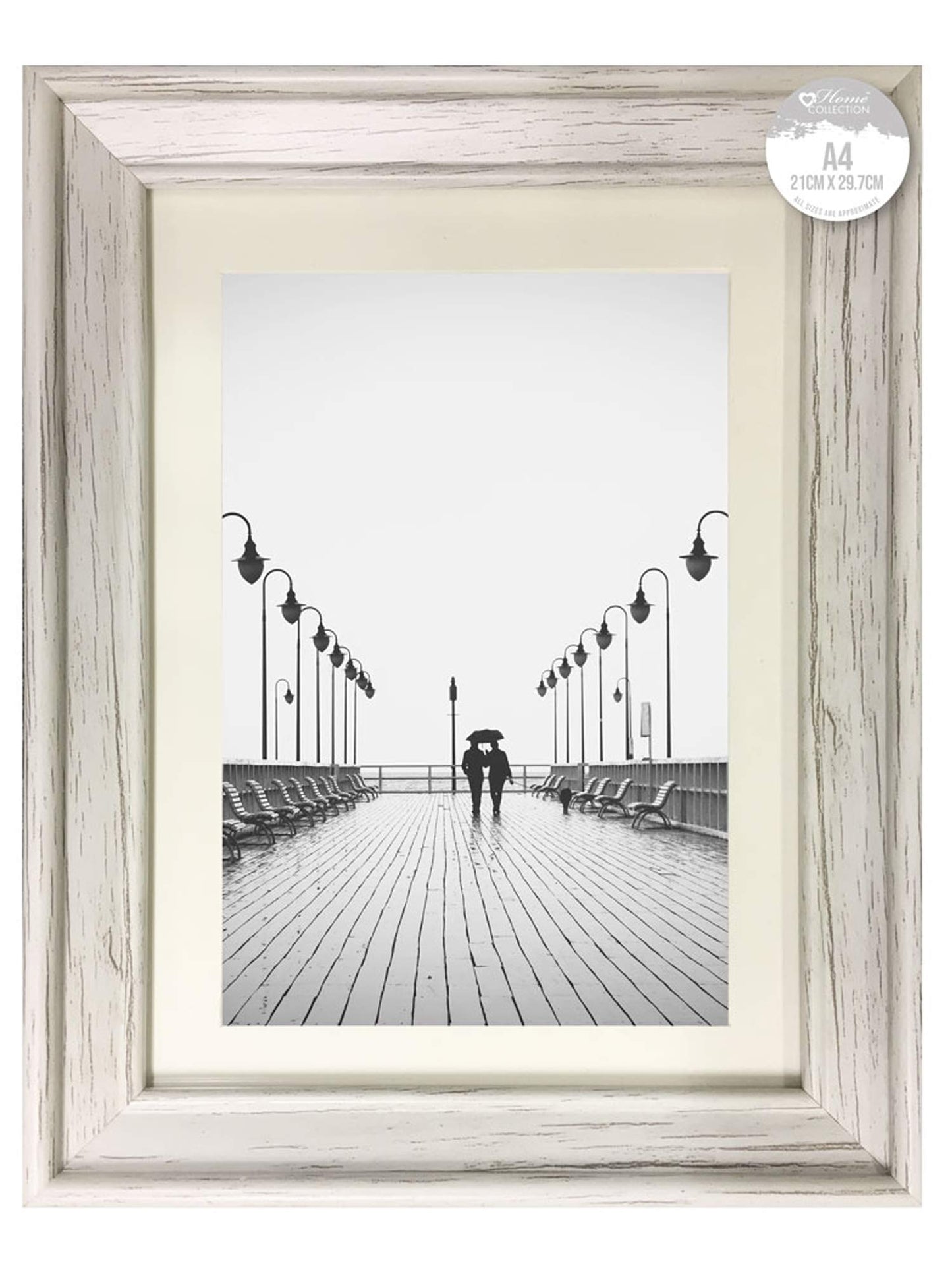 AaH1 Shabby Chic A4 Photo frame – Distressed White Wood Effect Frame with Styrene Glass – Wall or Tabletop Display – Certificate Frame Home Collection