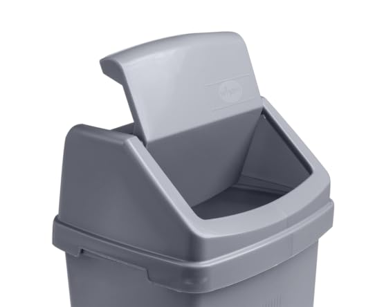 Set of 3 Swing Bins – Under Kitchen Cabinet Dust Bin, Food Grade Plastic Swing Top Waste Rubbish & Compost Bin (8 Litre) – Silver Sage, Midnight, Silver Made in UK