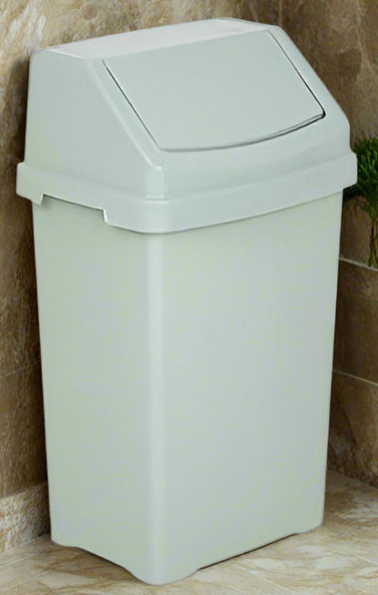 8 Litre Silver Sage Plastic swing bin High Grade Plastic for Waste Recycle Recycling Dustbins With Removable Swing Lid Rubbish Trash Refused Bins Trash Can For Home Kitchen Bathroom Office
