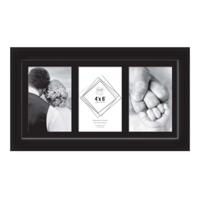 3 Aperture,Multi Photo Frame, 4x6 inches, Wall Mount, Glass Front, Collage Frame for Wall Hanging, Home/Office Decor