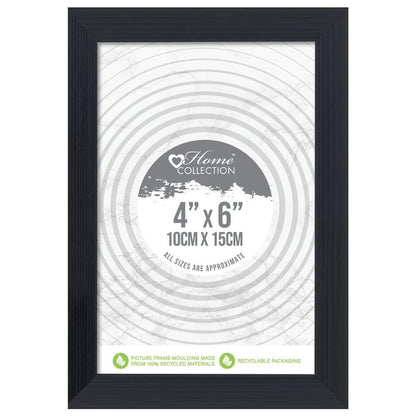 (Pack of 5) Black - 4”x 6” Wood Photo Frames with Glass, Wall Mountable and Freestanding Picture Frames (10cm X 15cm)