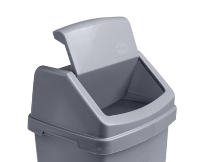 Set of 2 Swing Bins – Under Kitchen Cabinet Dust Bin, Food Grade Plastic Swing Top Waste Rubbish & Compost Bin (8 Litre) – Silver, Made in UK