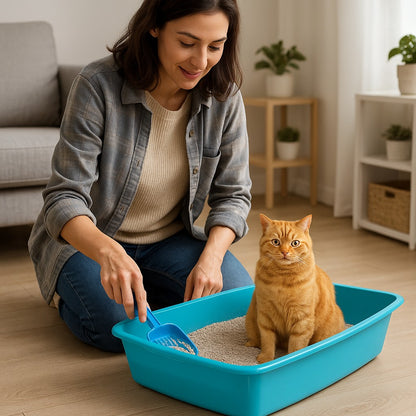 (Pack of 2) Cat Litter Tray – Tough Plastic Cat Litter Tray – Easy to Clean – Pet Hygiene Essentials – (Large/46cm)