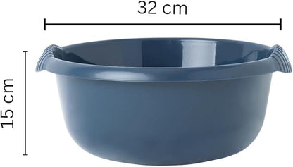 32cm Round Bowl – Approx. 7L Capacity – Durable High Gloss Plastic with Integral Handles – Modern Washing Up & Utility Bowl
