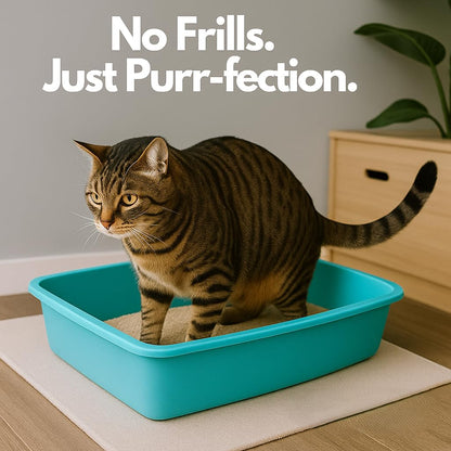 Cat Litter Tray – Assorted Colors – Tough Plastic Cat Litter Tray – Easy to Clean – Pet Hygiene Essentials – Pack of 2 (Aqua, Large/46cm)