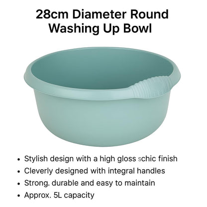 28cm Washing Up Bowl High Grade Plastic Round Sink Tidy Organizer Multipurpose Bowl Basin Mixing Washbowl for Space Saving Home & Kitchen