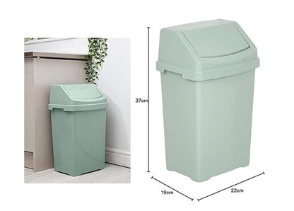 AaH1 Set of 2 Swing Bins – Under Kitchen Cabinet Dust Bin, Food Grade Plastic Swing Top Waste Rubbish & Compost Bin (8 Litre) – Silver Sage, Made in UK