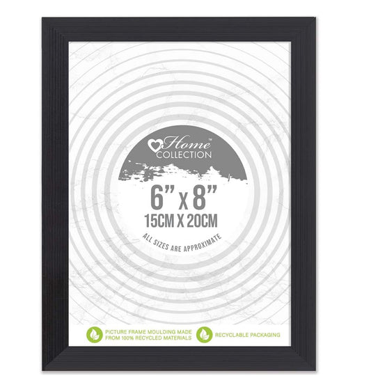 6x8 Black Ribbed Design Freestanding Wall Mount Picture Photo Frame, 15 x 20cm