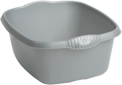 AaH1 Set of Silver 39cm Rectangular Washing up Bowl with Large Dish Drainer Plate Rack Draining Board Tray Stand Sink Holder Kitchen Organiser -Silver